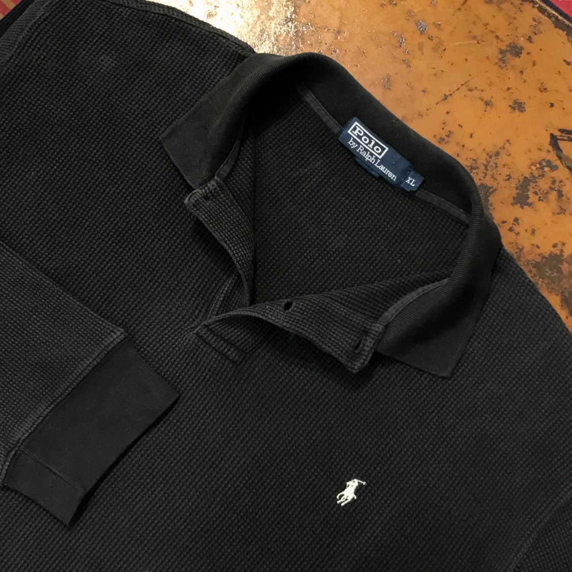 폴로랄프로렌 에이징 블랙 와플 긴팔 피케 카라티 남성 120 빅사이즈 상품이미지3