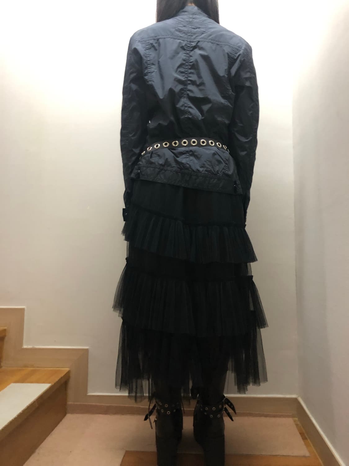 빈티지 블랙 레이스 러플 스커트 상품이미지7