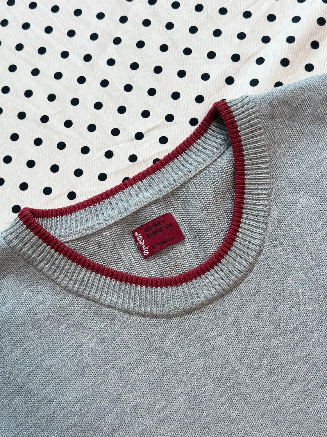 00's 리바이스 로고 스펠아웃 빈티지 그레이 코튼 니트 상품이미지2