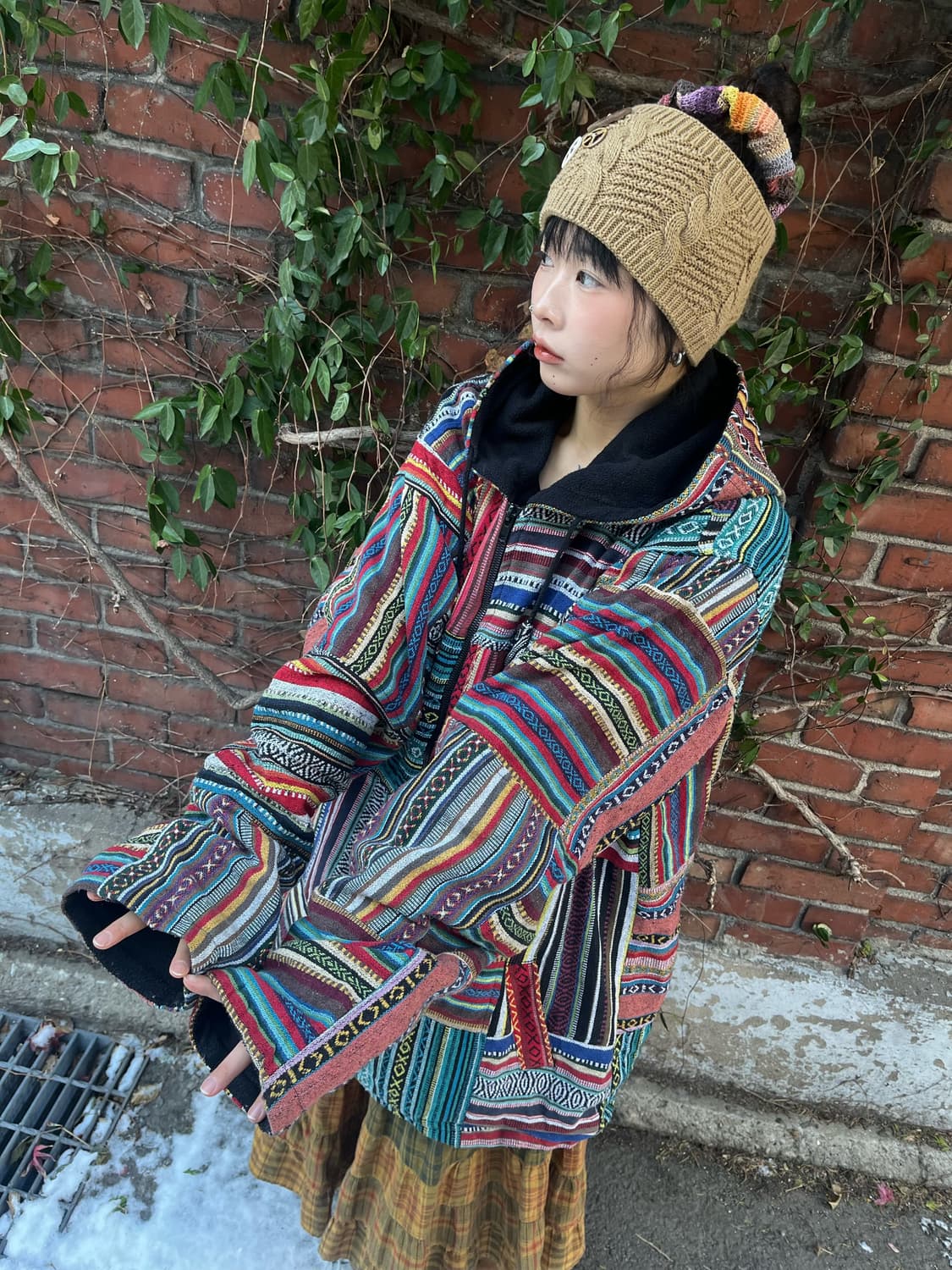 히피 패치 후드 집업 아우터 상품이미지4