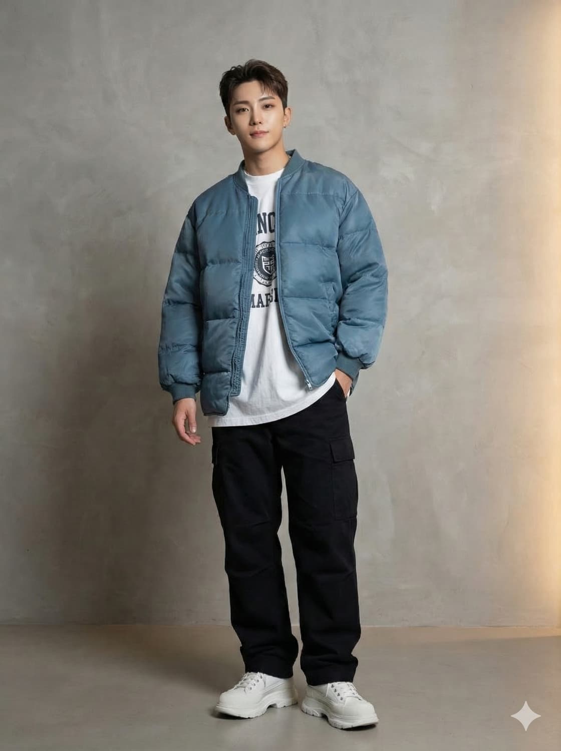 발렌시아가 90s 빈티지 오리털 패딩 블루종 상품이미지1