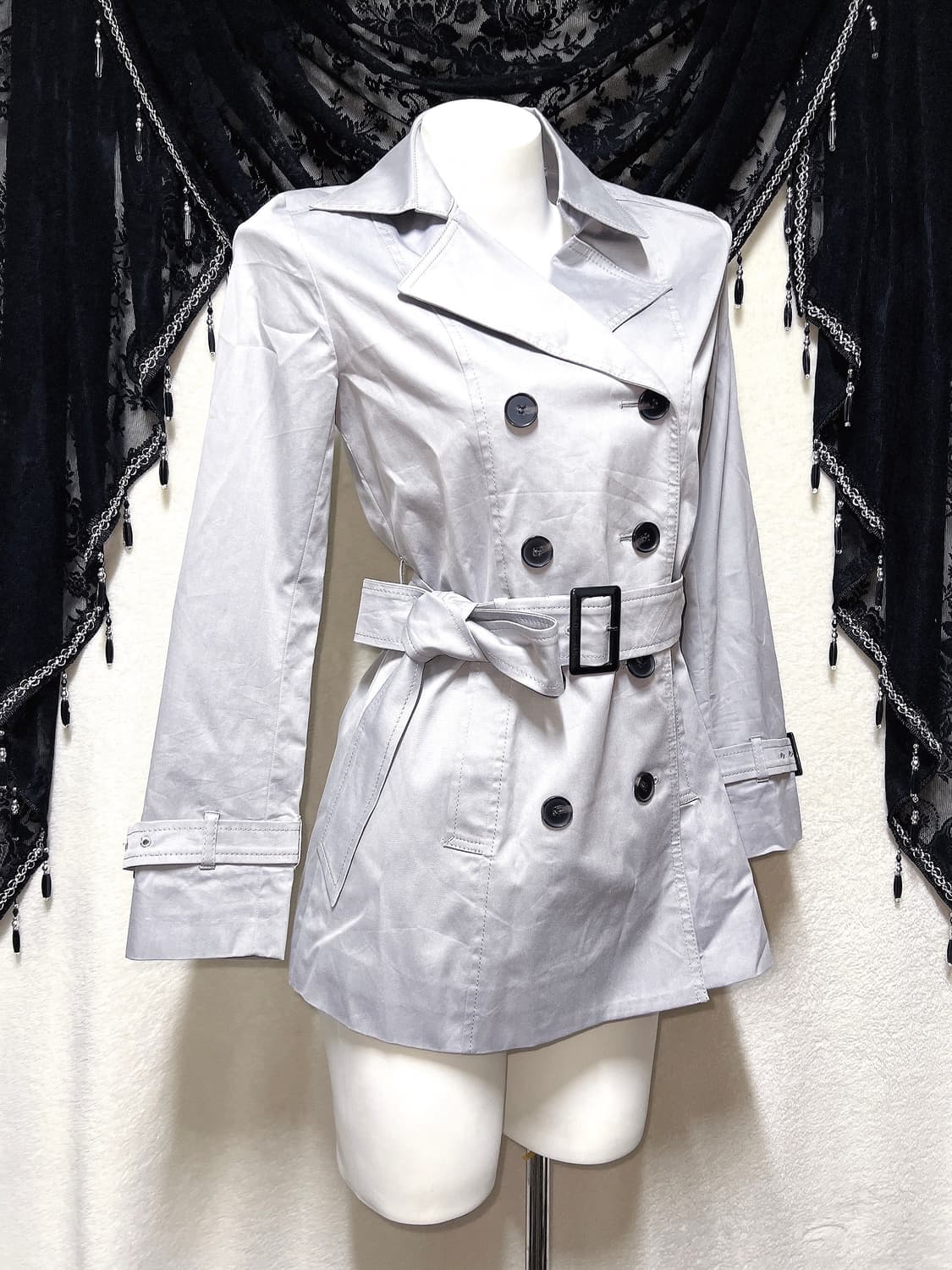 로맨틱갸루 로걀 오네 세실맥비깔 실버그레이 트렌치코트 자켓 펑크 데일리 상품이미지1