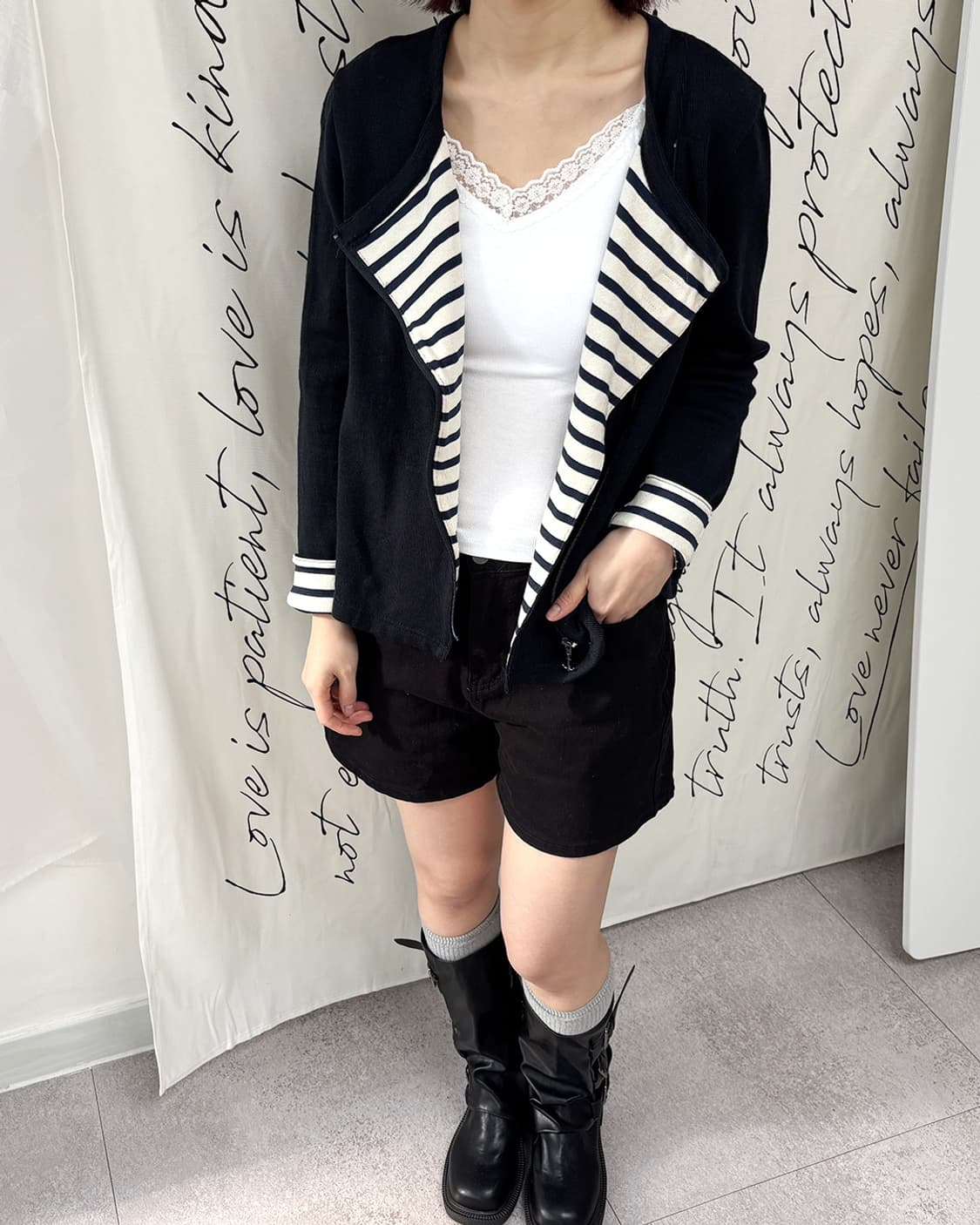 SAINT JAMES 스트라이프 포인트 라이더 니트 재킷 상품이미지1