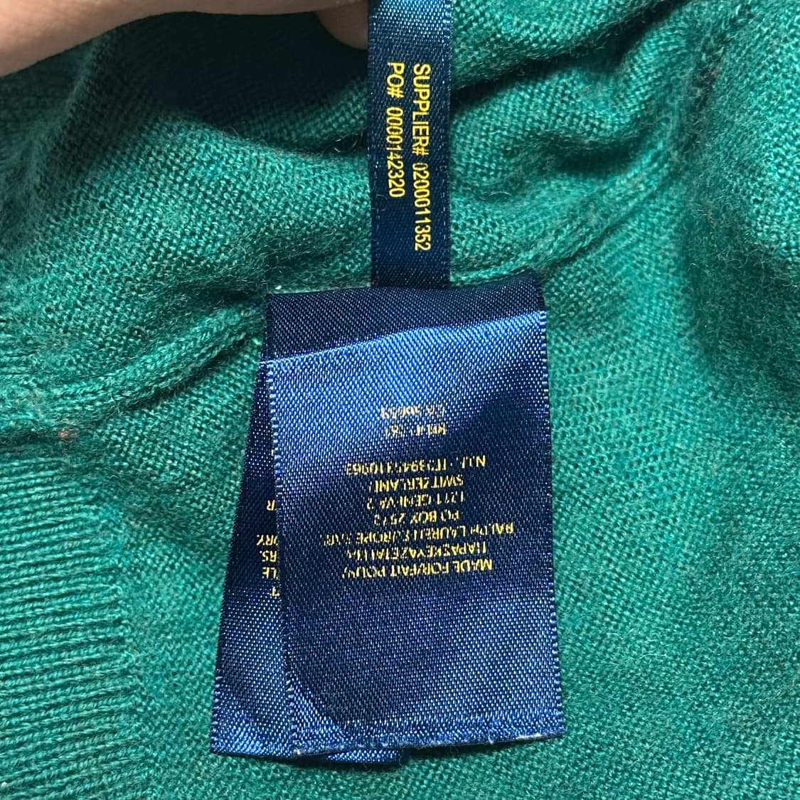 M 폴로랄프로렌 여성용 브이넥 그린 메리노울 니트 상품이미지5