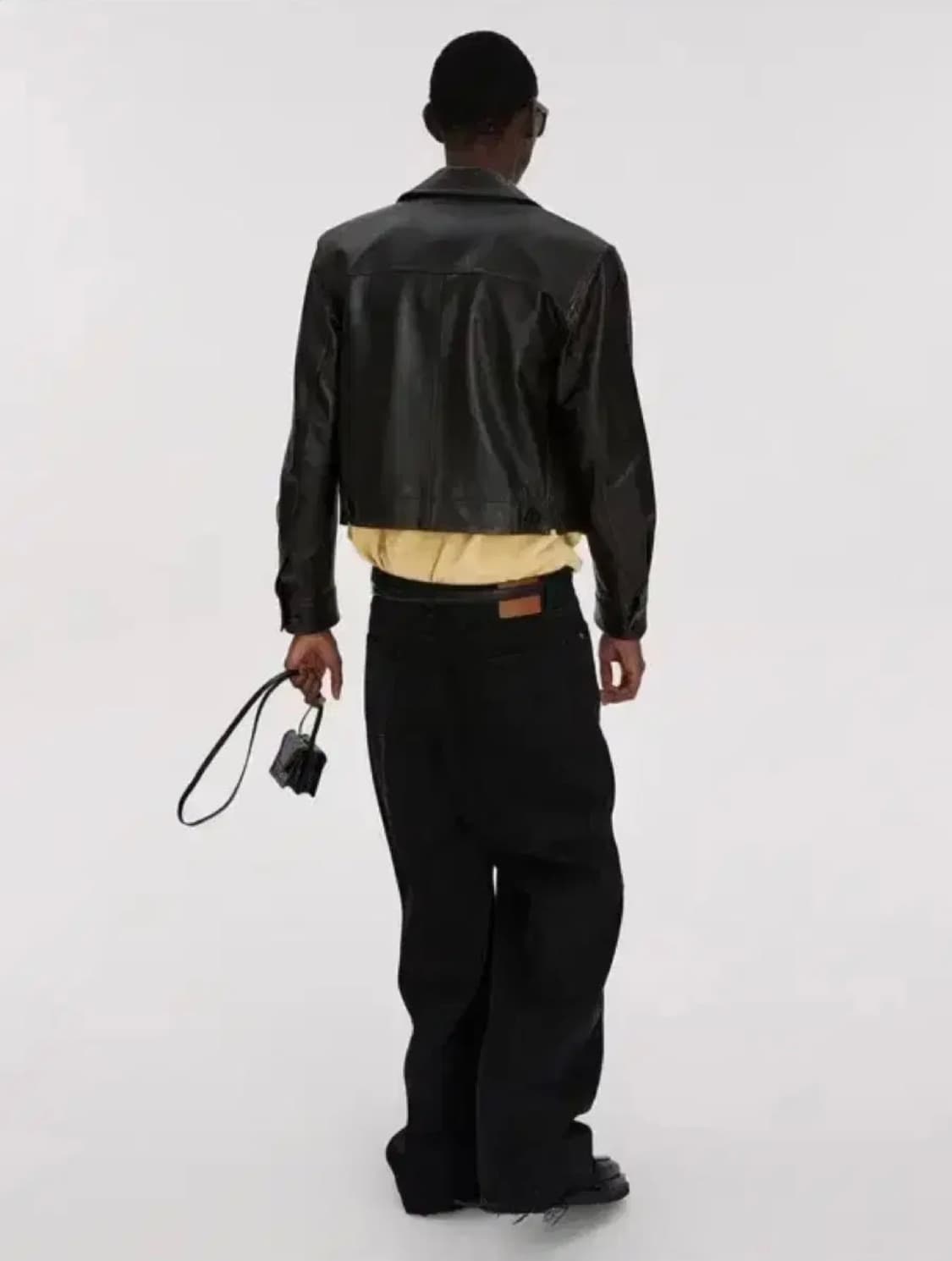 [S] 렉토 밀리터리 레더 가죽 숏 크롭 자켓 블랙 상품이미지3