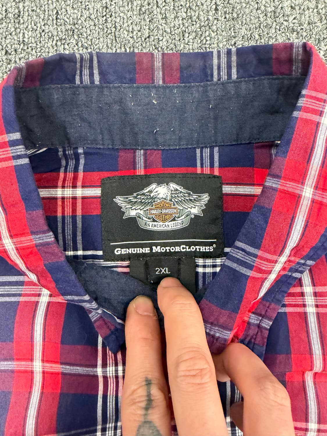 2XL)할리데이비슨 빈티지 체크 반팔 셔츠 상품이미지2