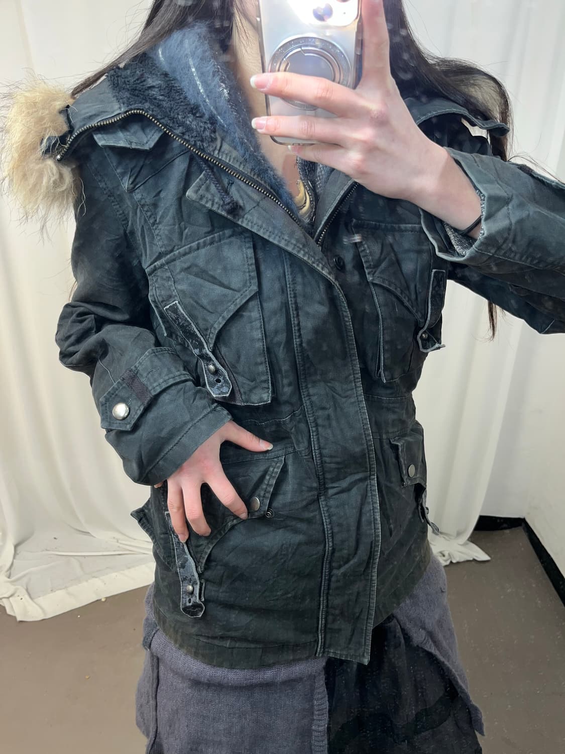 00‘s 네이비 그런지 울프죠 야상 상품이미지4