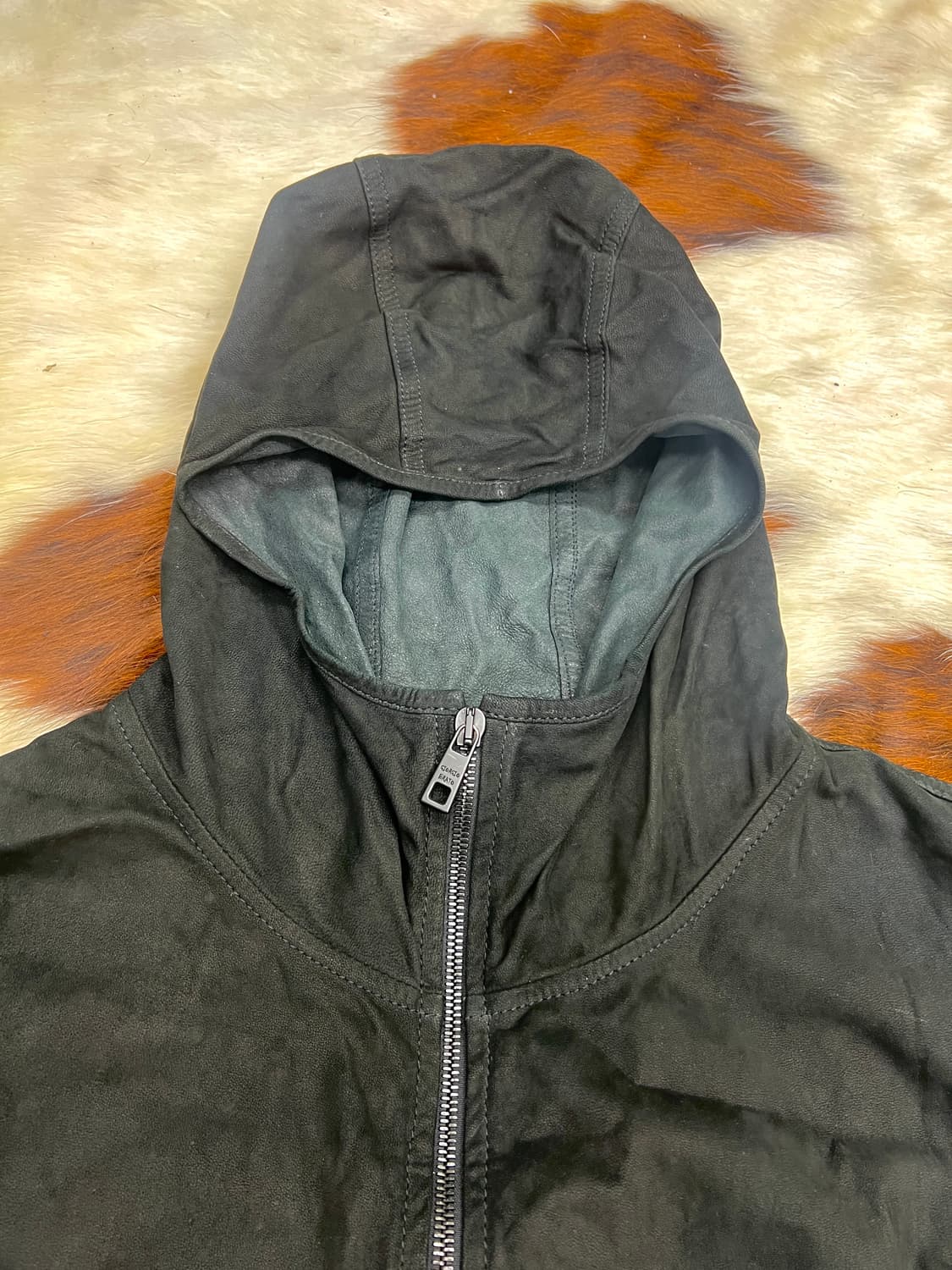 Giorgio brato 씬 램 레더 후드 자켓 상품이미지3