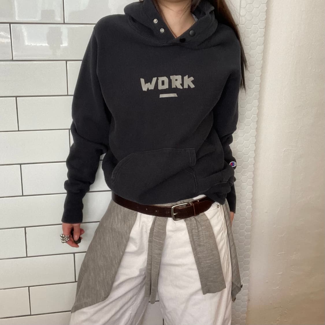 챔피온 리버스위브 블루택 후드 스웨트셔츠 상품이미지1