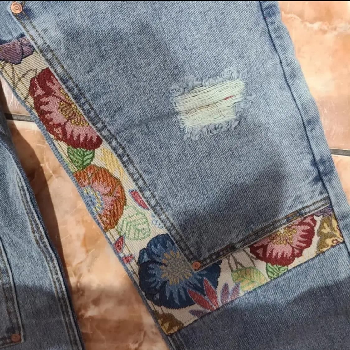 앤더슨벨 자카드 패치워크 더블니 카펜터 데님팬츠 상품이미지4