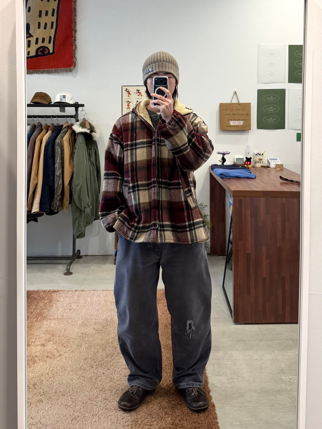 60-70s Brent 빈티지 옴브레 쉐르파 후드 자켓 상품이미지2