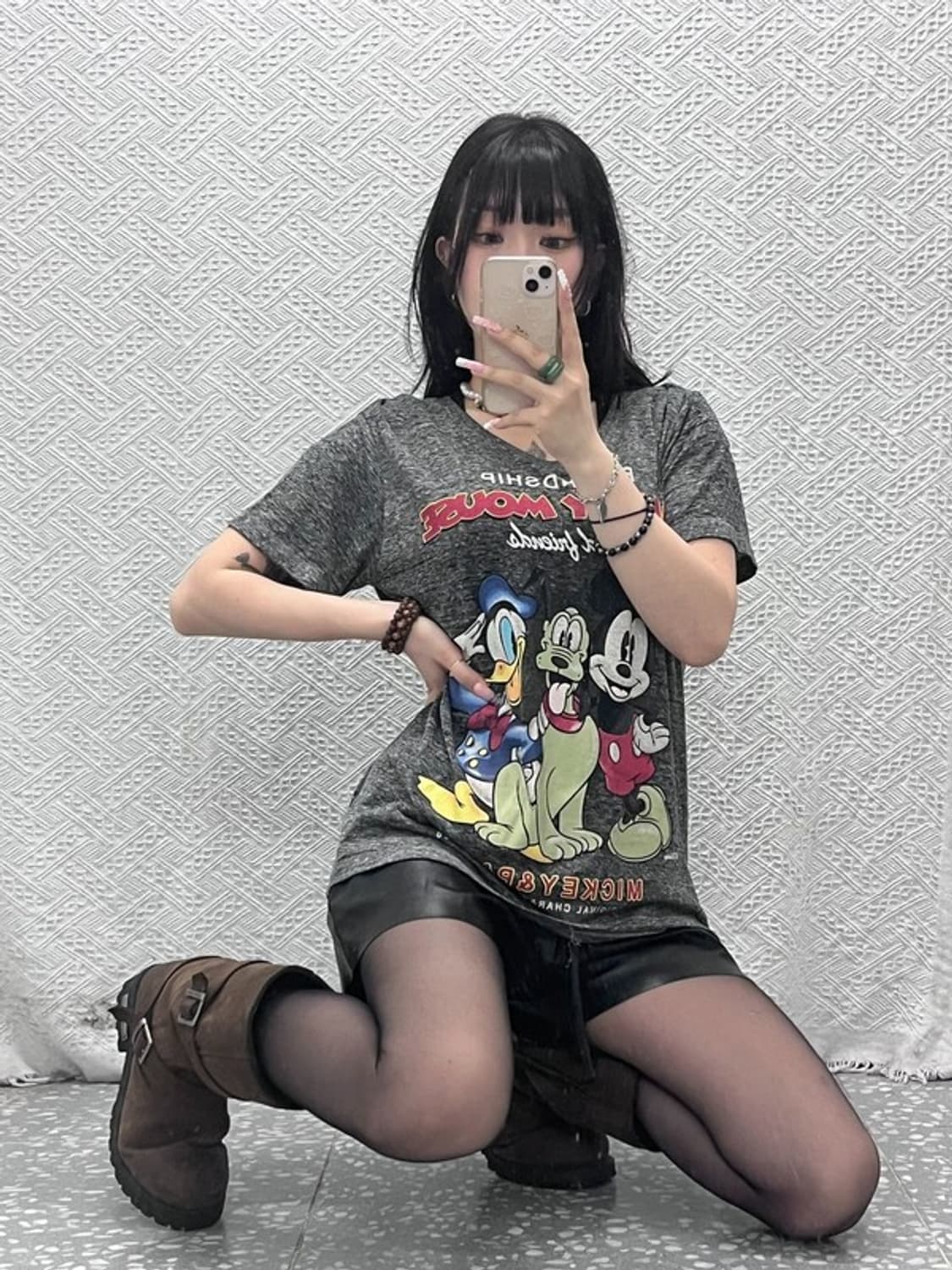 ASK 빈티지 스트릿 키치 미키마우스 디즈니 반팔티 XS C12190 상품이미지1