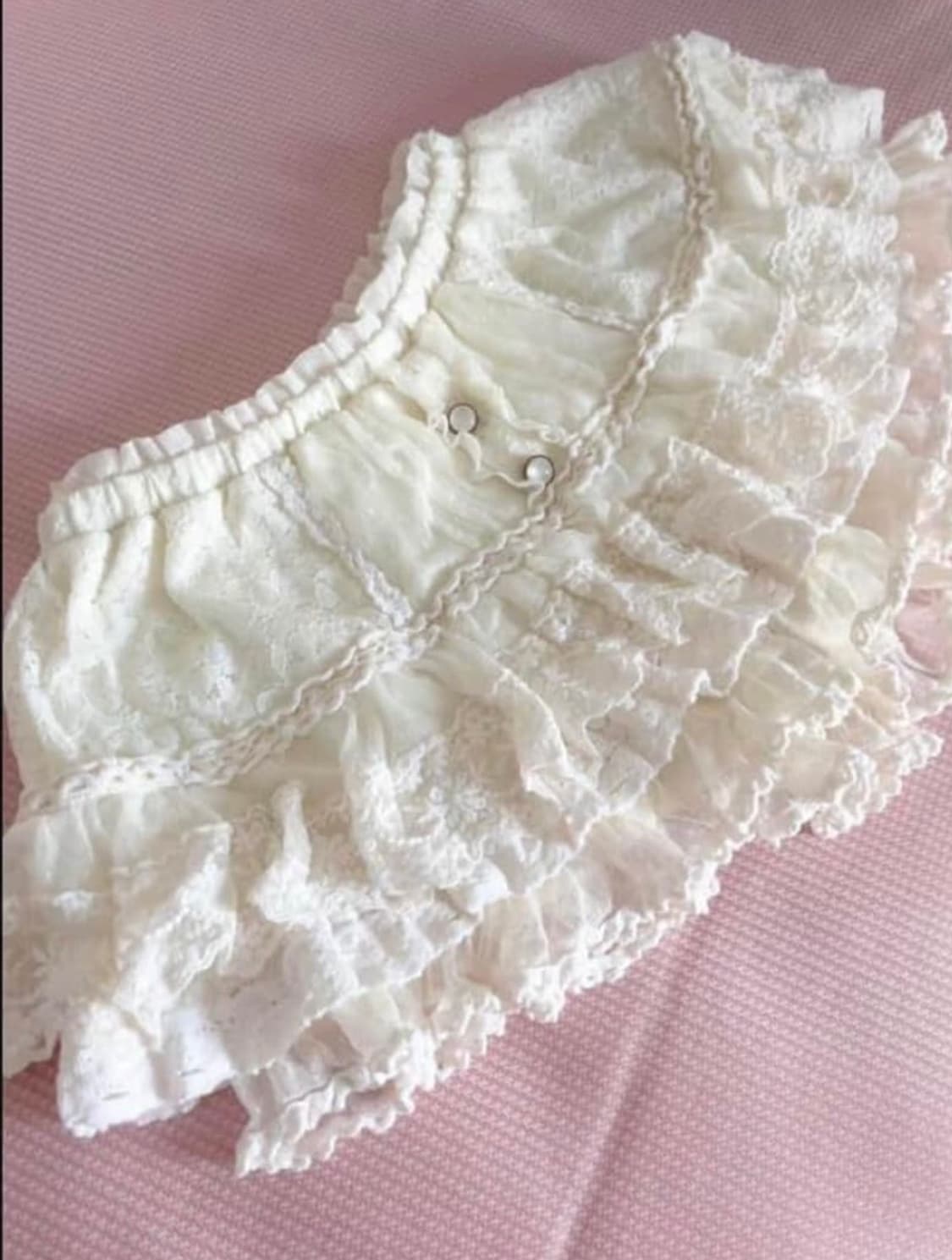 트랄라라 하트트임 레이스 퍼프탑+ 리즈리사 핑크 큐롯 세트 상품이미지2