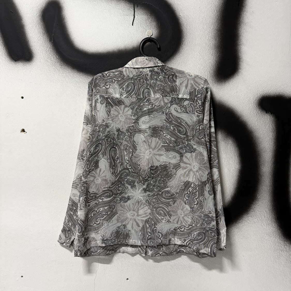 VTG 빈티지 오리엔탈 페이즐리 풀 패턴 시스루 더블 포켓 긴팔 셔츠 상품이미지2