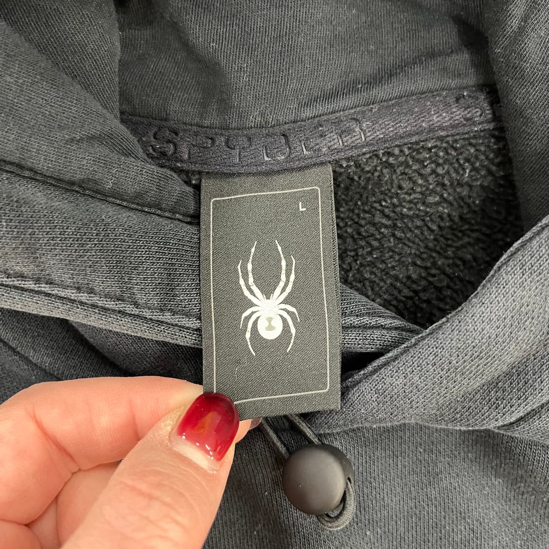 [L] 스파이더 블랙 기모 블록 긴팔 후드 티셔츠 0114M1 상품이미지2