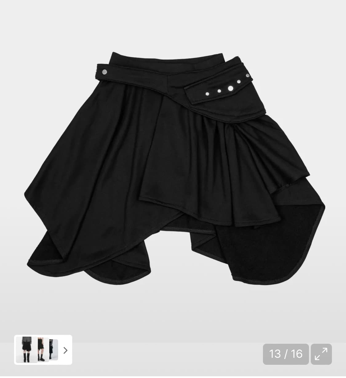 러프넥 벨티드 포켓 드레이프 스커트 블랙 상품이미지1