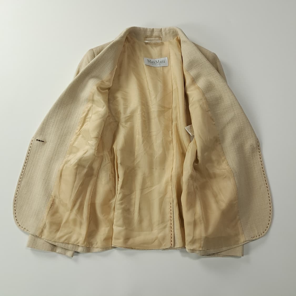 CK389 S 막스마라 90s 이태리판 실크 베이지 스티치 자켓 상품이미지5