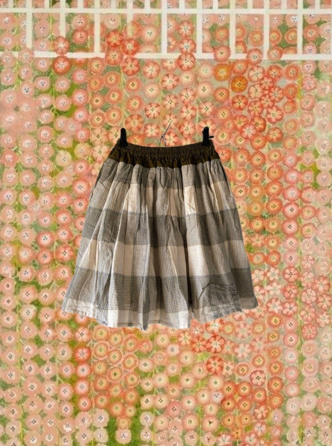 Beams Boy 빔즈보이 브라운 체크 플레어 스커트 상품이미지1