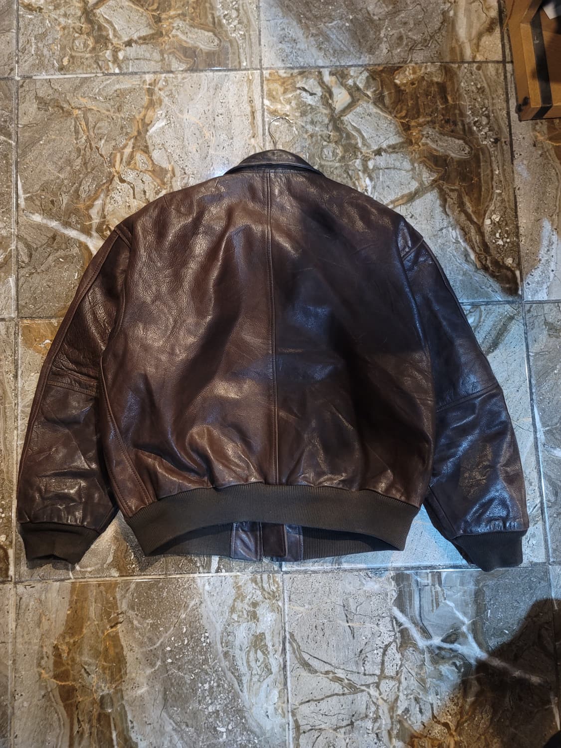 USA 빈티지 MA-1 마원 가죽 봄버자켓 (다크브라운) 상품이미지2