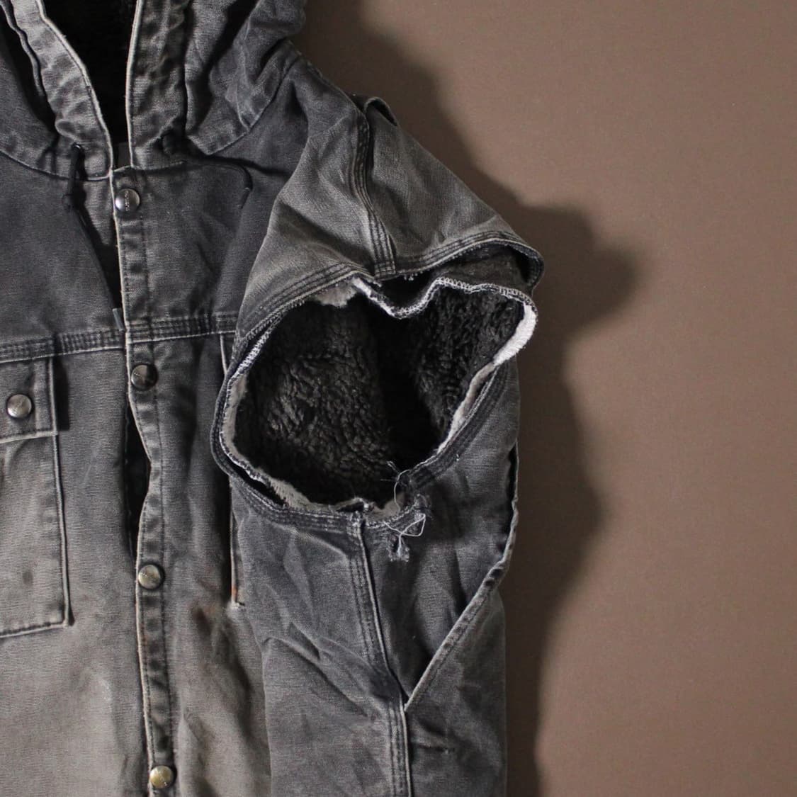 00's Carhartt 칼하트 J284 샌드스톤 덕 셰르파 후드 베스트 상품이미지3