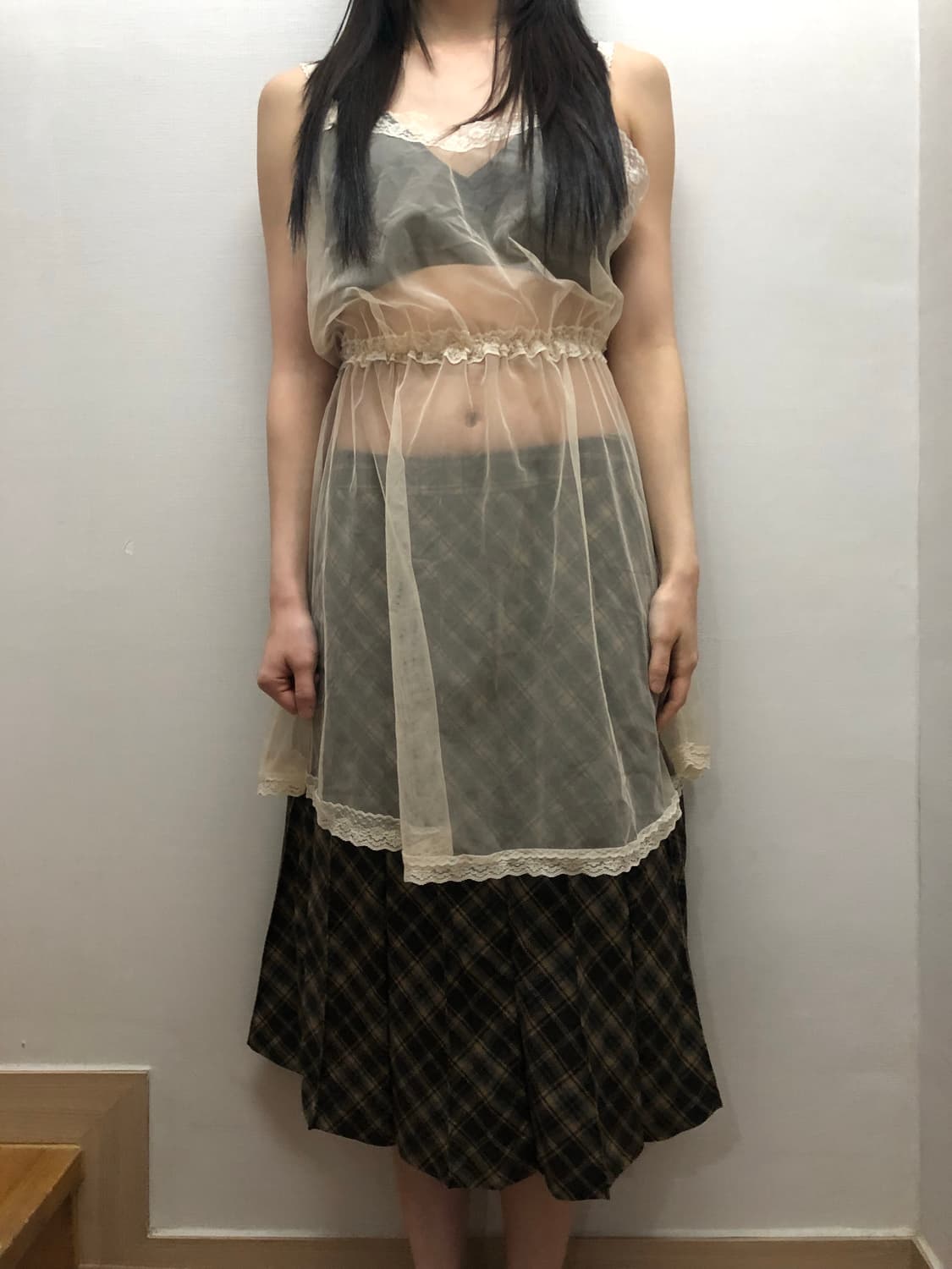 빈티지 아이보리 레이스 슬립 원피스 상품이미지3