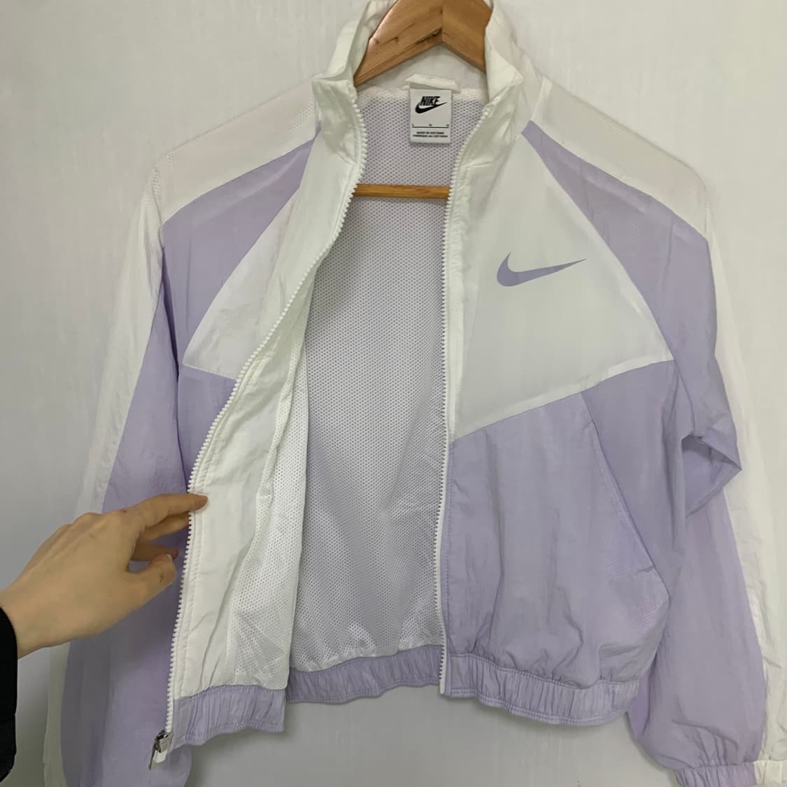 나이키 키즈 L 크롭집업 바람막이 점퍼 화이트 라벤더 파스텔톤 빈티지 상품이미지6