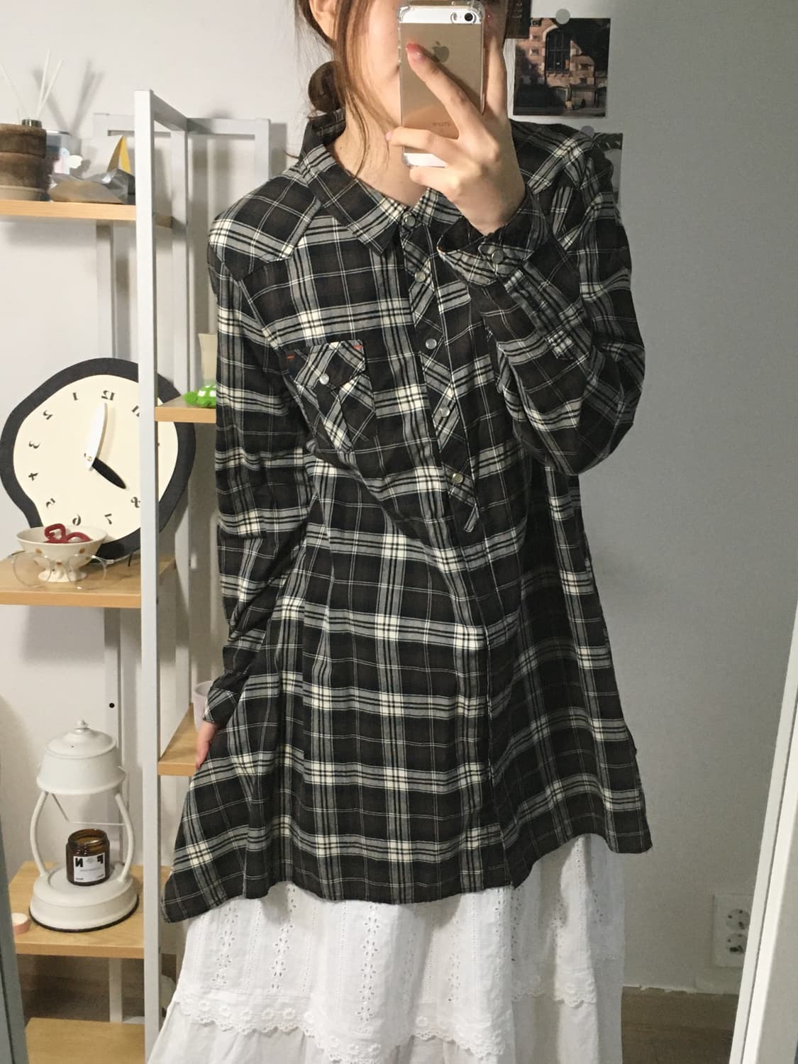 체크 셔츠 원피스 상품이미지4