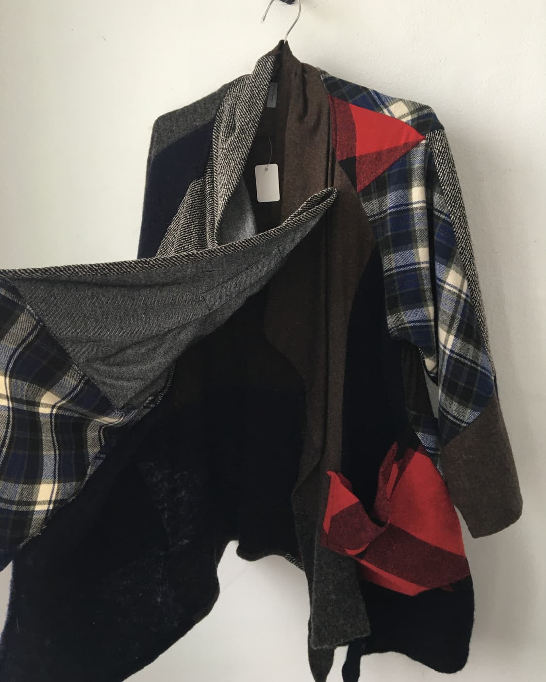 Check pattern mixed drape woolen jacket 상품이미지5