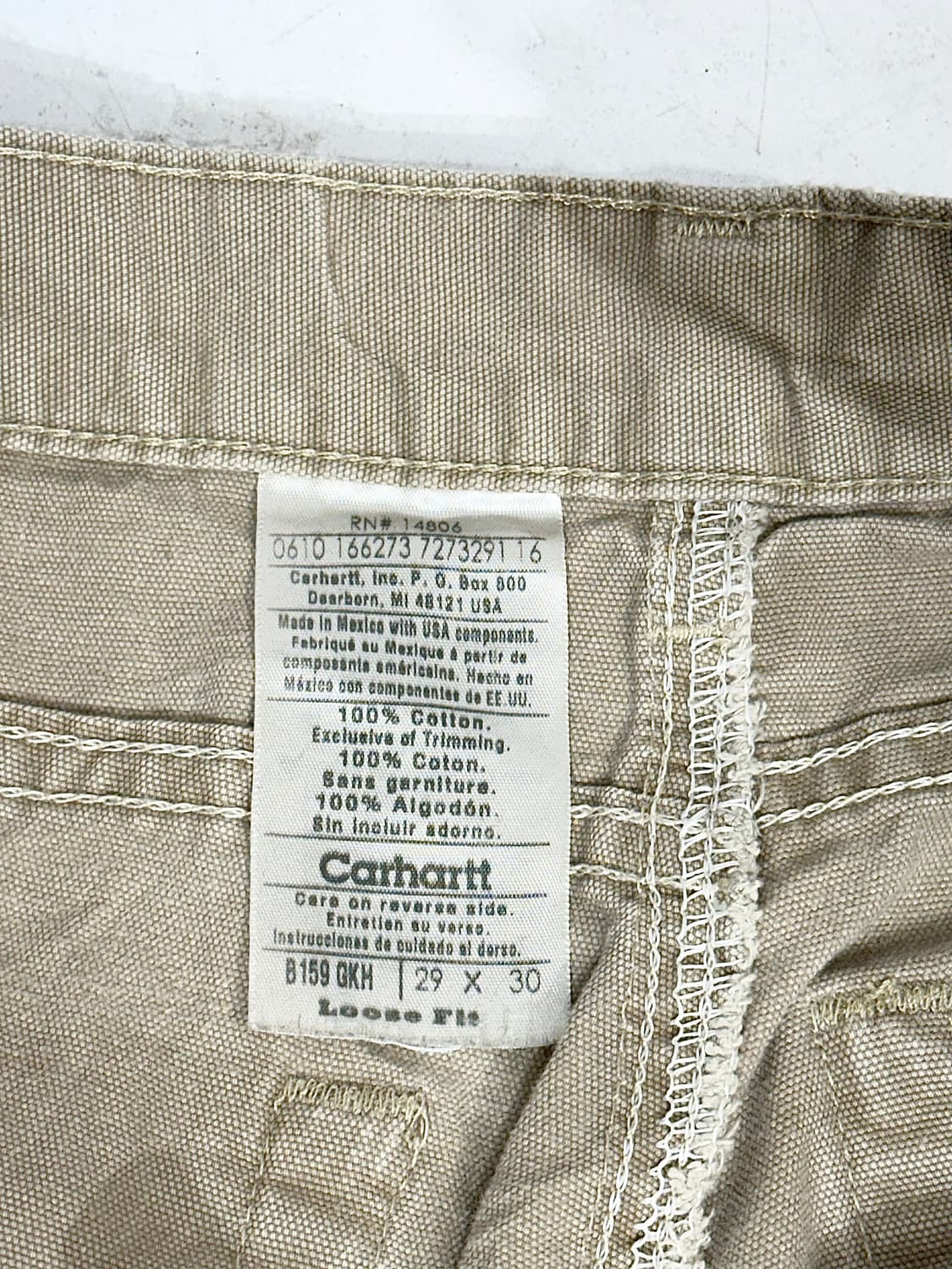 칼하트 b159 베이지 와이드 카펜터 워크 팬츠 가죽탭 바지 29 상품이미지7