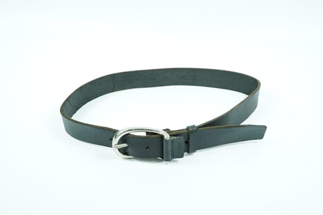  톰보이 미니멀 실버 버클 블랙 리얼 레더 빈티지 벨트 상품이미지4