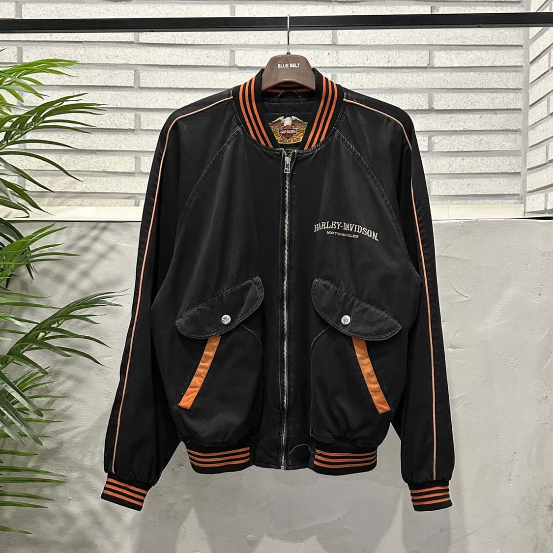 할리데이비슨 바시티 레이싱 자켓 4포켓 레터링 로고 배색 디테일 블랙 상품이미지2