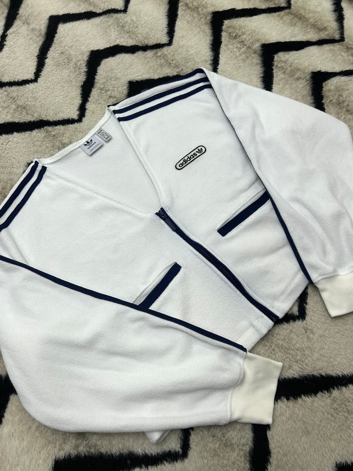 [S]아디다스 크롭 가디건/테리재질/화이트 상품이미지3