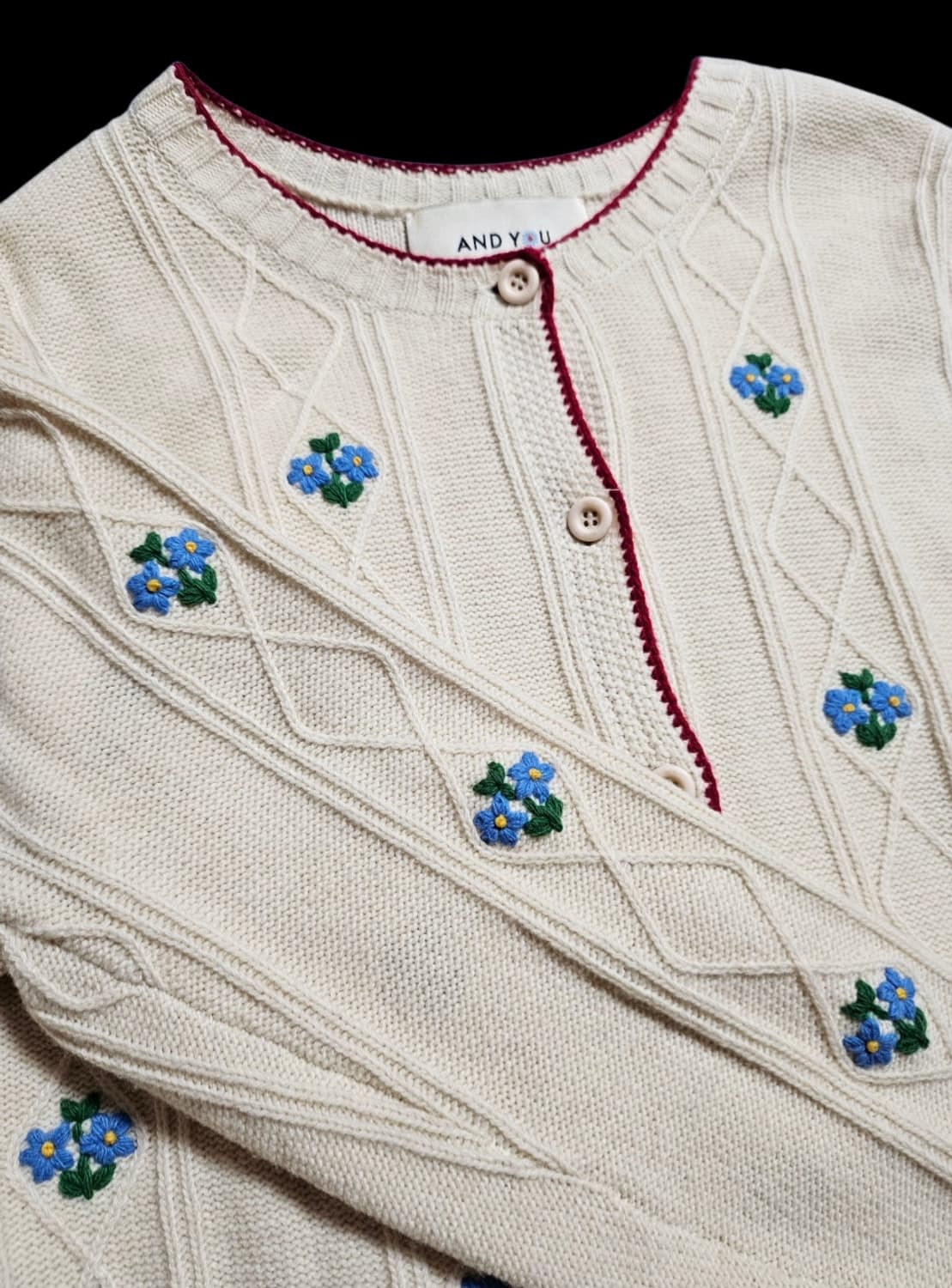 앤유 AND YOU 라일락 플로럴 아이보리 여성가디건 F/27만 상품이미지5