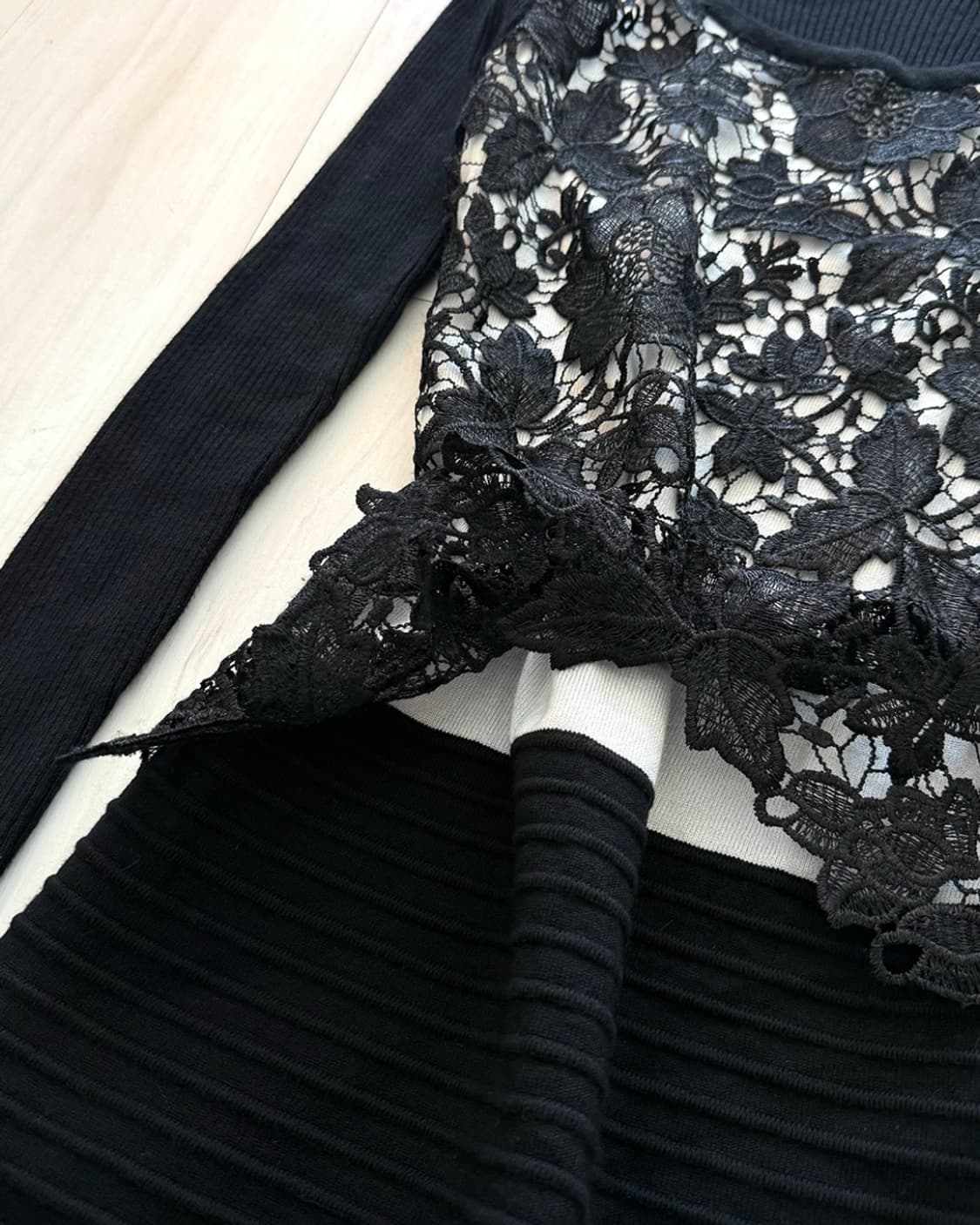 Black crochet detail dress  상품이미지9