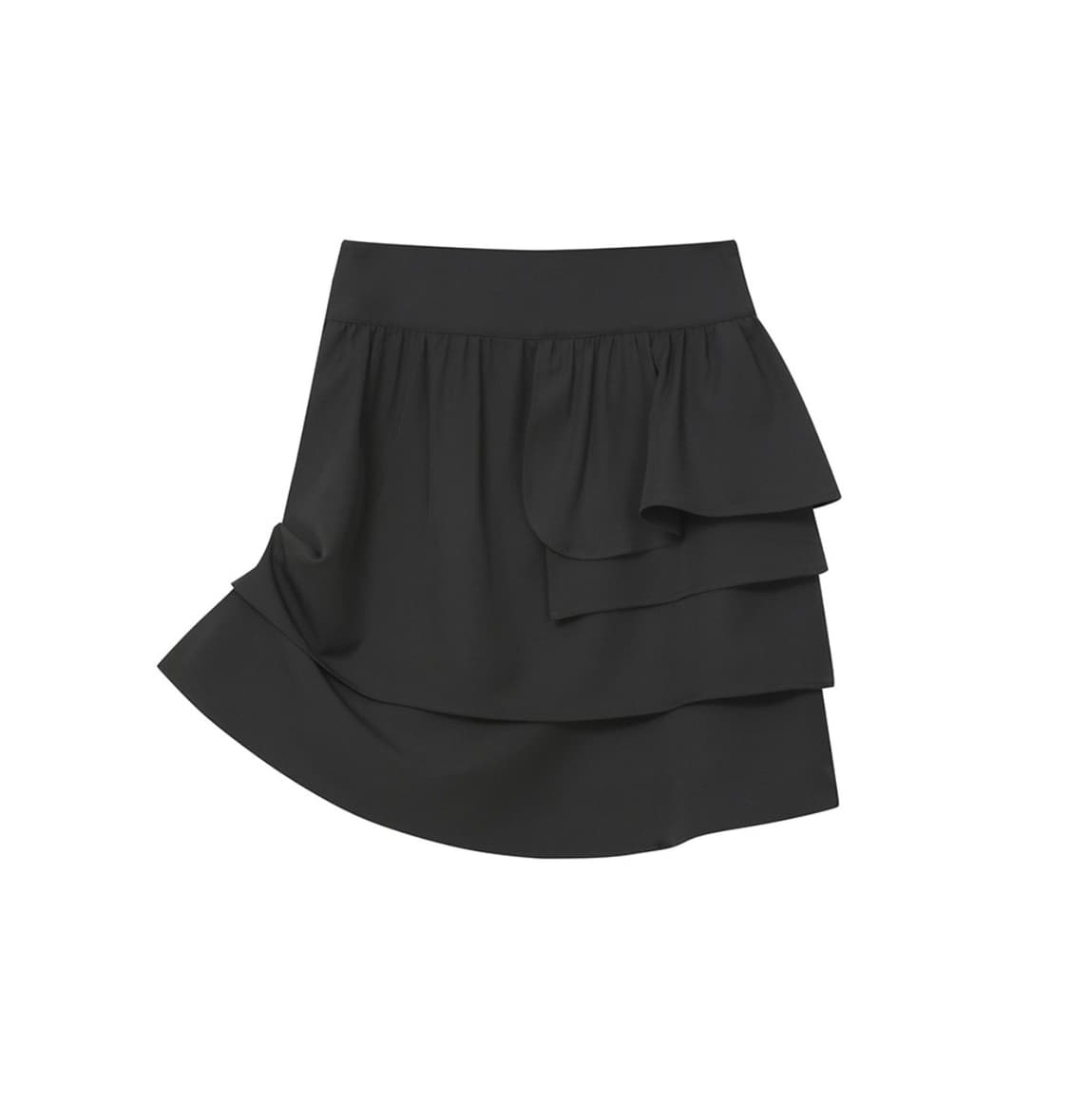 미세키서울 언발란스 레이어 미디 스커트 블랙 레이어드 상품이미지3