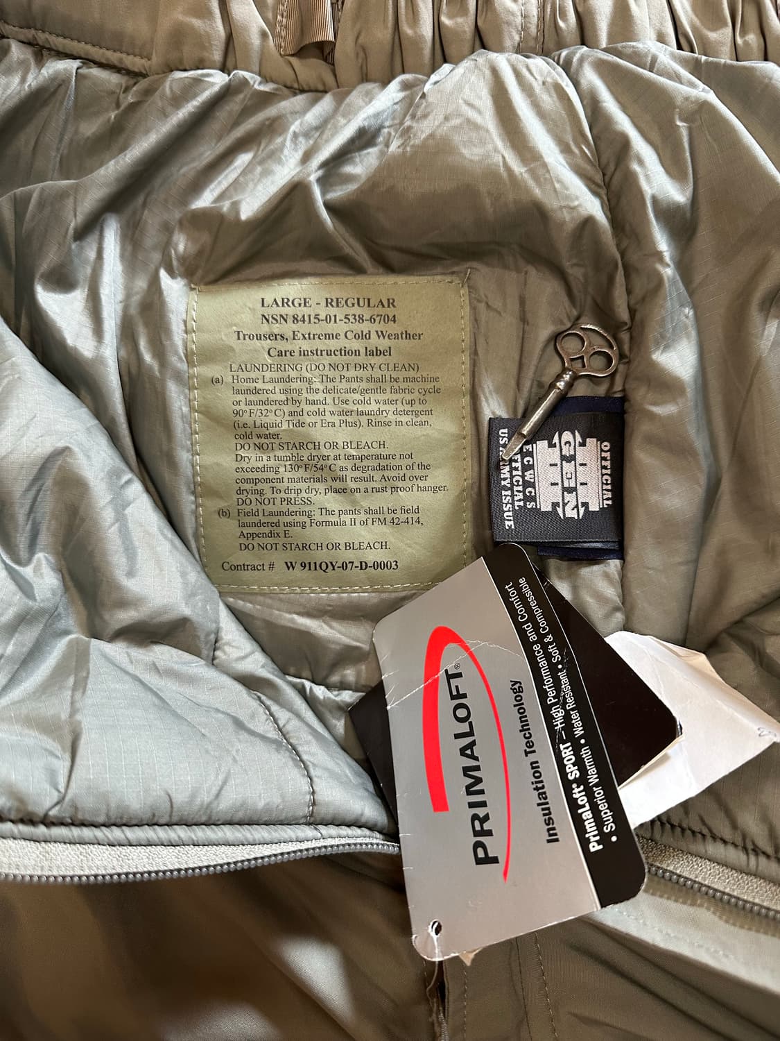 [새상품/L-R] ECWCS Gen3 레벨7 프리마로프트 방한 바지 상품이미지7