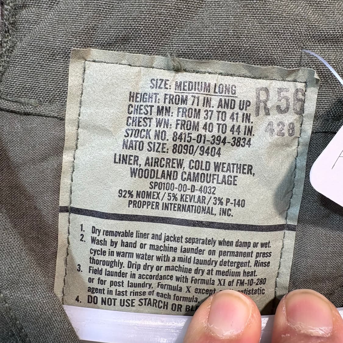 [M/L] US ARMY 미군 아라미드 CVC 내피 상품이미지5