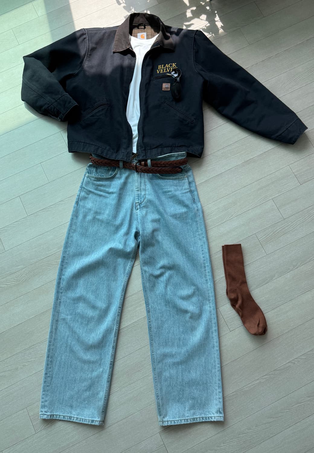 유스 와이드 데님 팬츠 라이트 블루 상품이미지3