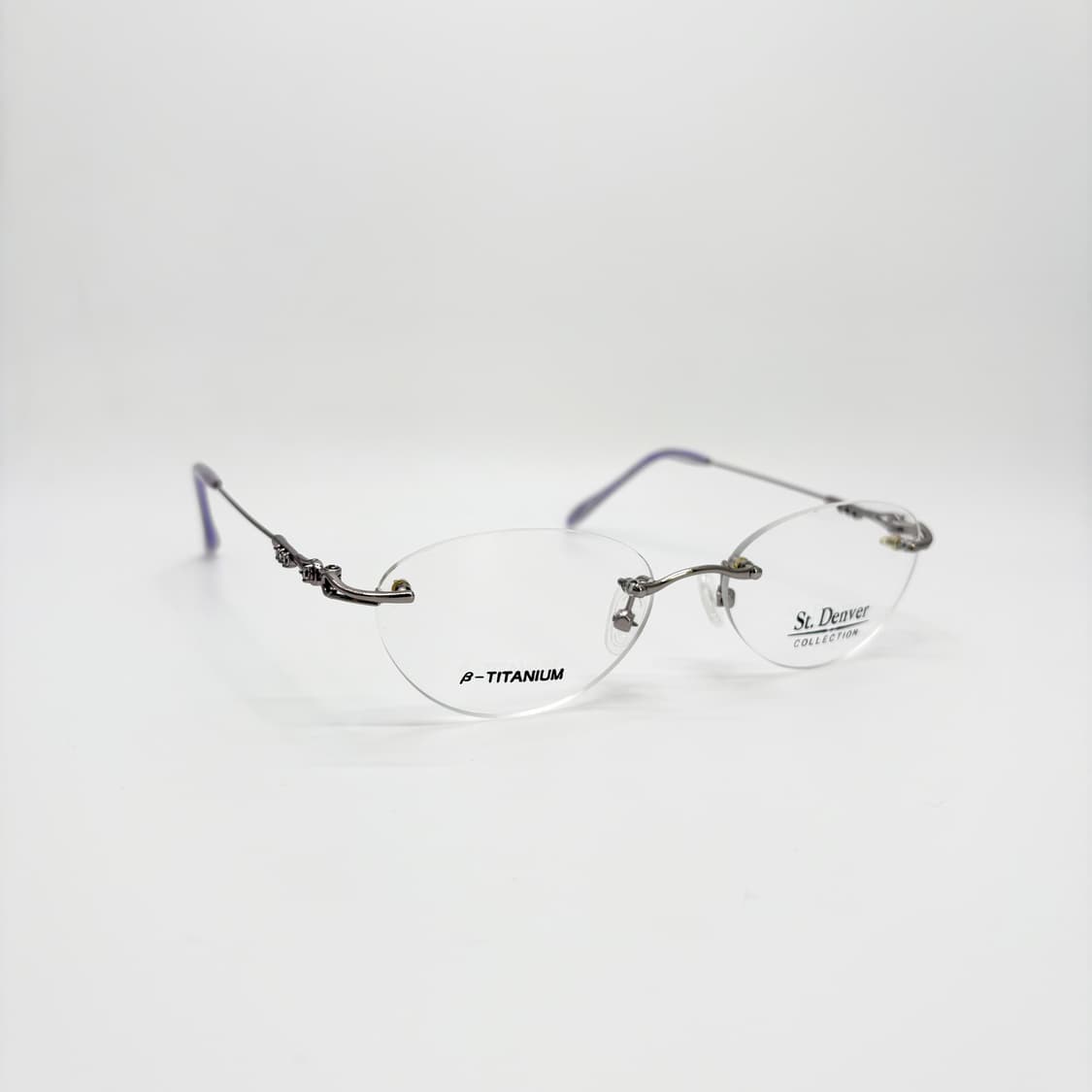 ST.DENVER  퍼플 큐빅 오벌형 반무테 상품이미지2