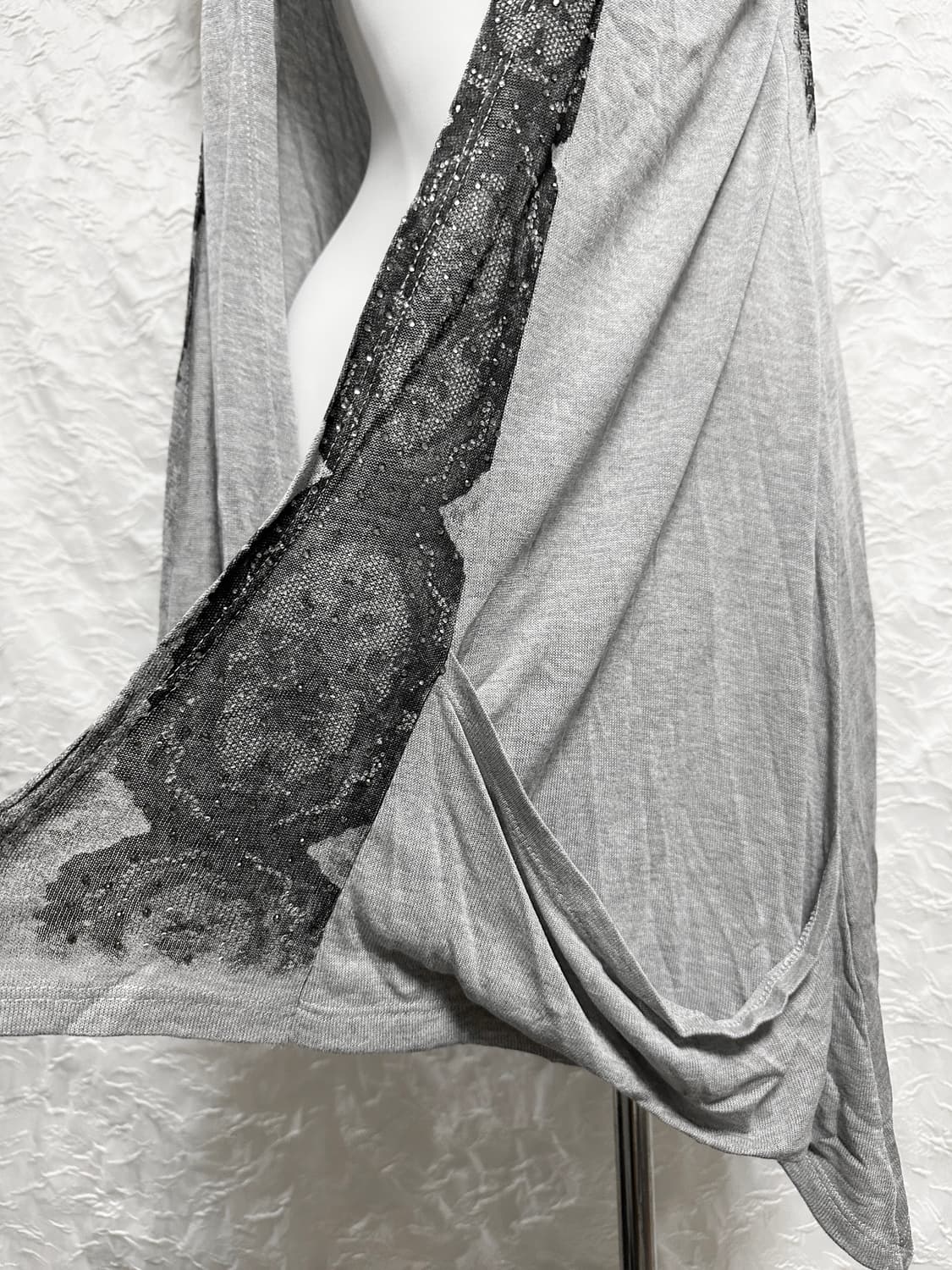 빈티지 vkei 펑크 스프레이 패턴 언발 롱 베스트 상품이미지4