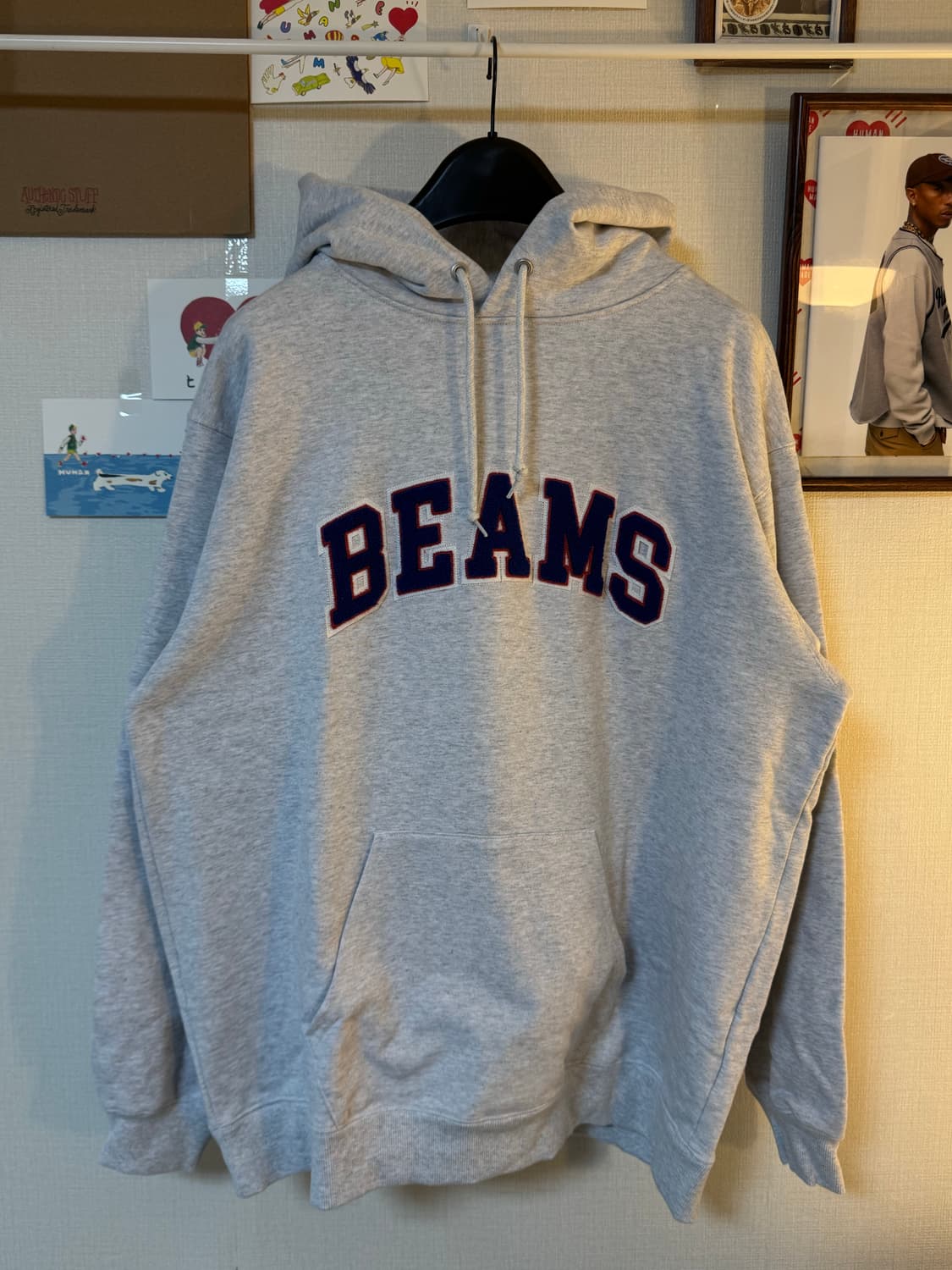 [2XL]BEAMS 빔즈 베이직 후드티 에쉬 그레이 상품이미지1