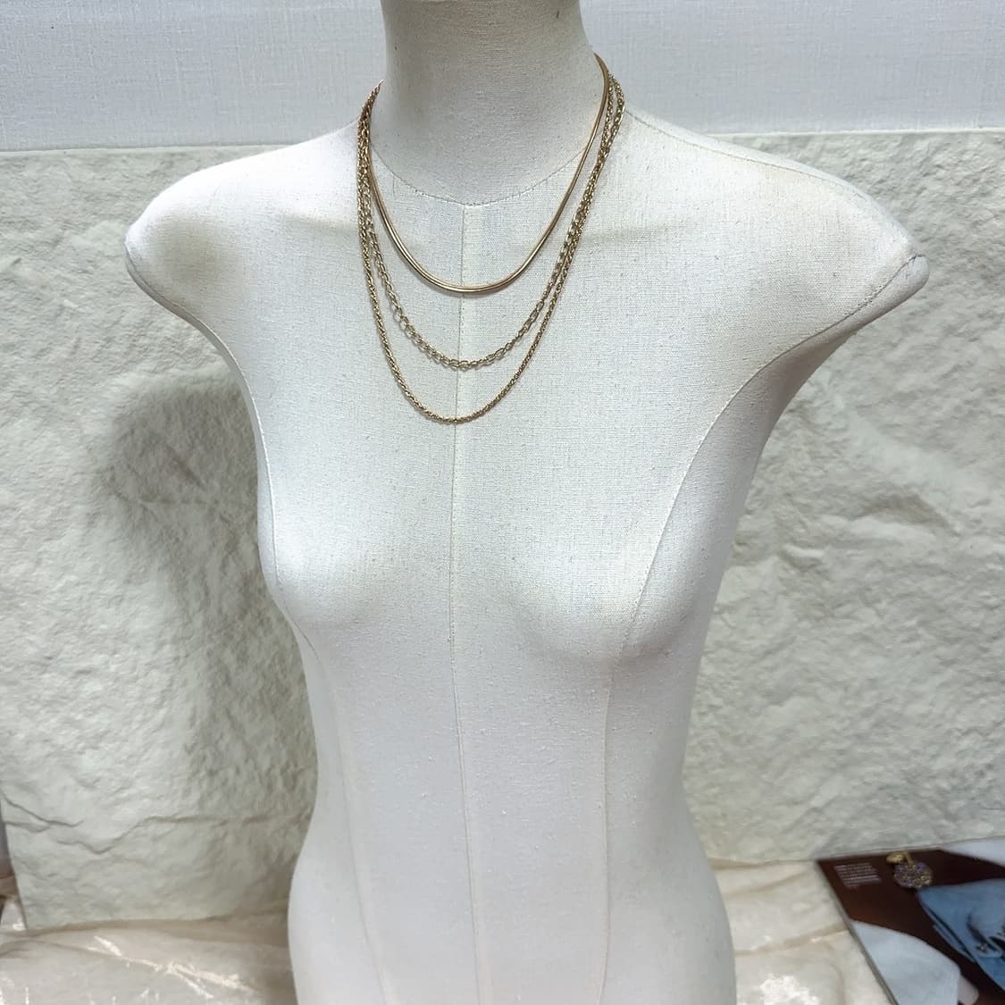 빈티지 중세 스네이크체인 꽈배기체인 레이어드 목걸이 상품이미지1