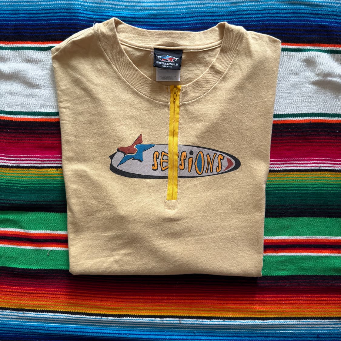 90s USA Sessions Skateboard Half zip 티셔츠 상품이미지1