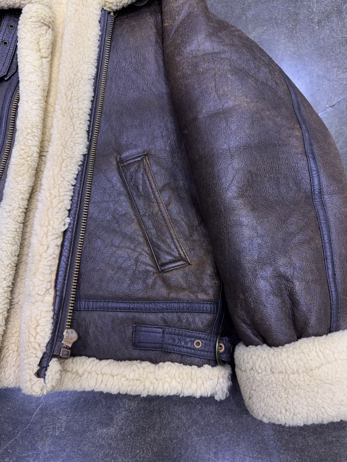 Lee 리 90's 빈티지 B-3 무스탕 가죽자켓 봄버 100 상품이미지5