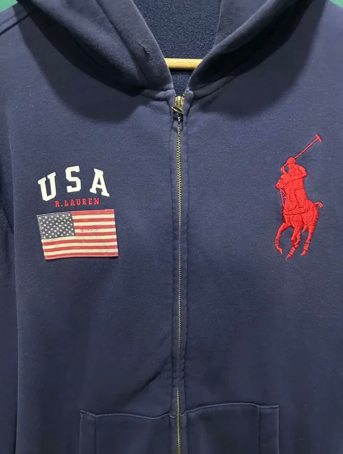 폴로 랄프로렌 USA 빅포니 성조기 네이비 후드집업 상품이미지2