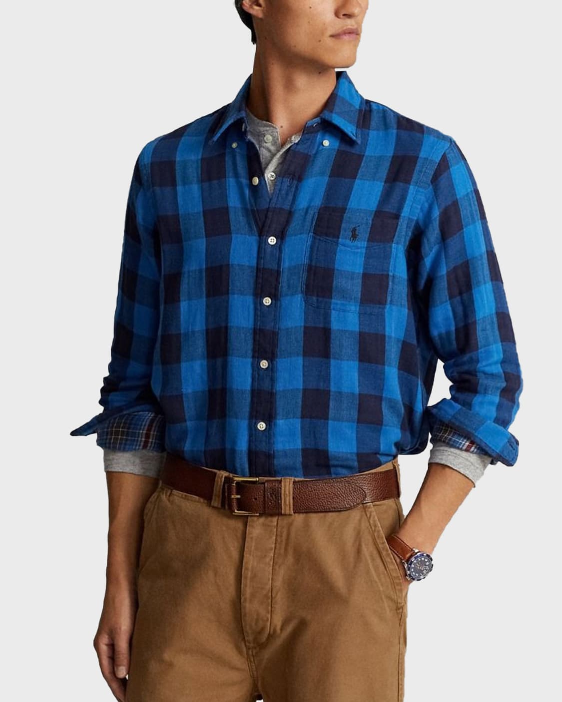 폴로 랄프로렌 블루 체크 버팔로 셔츠 m 클래식핏 신형탭 상품이미지1