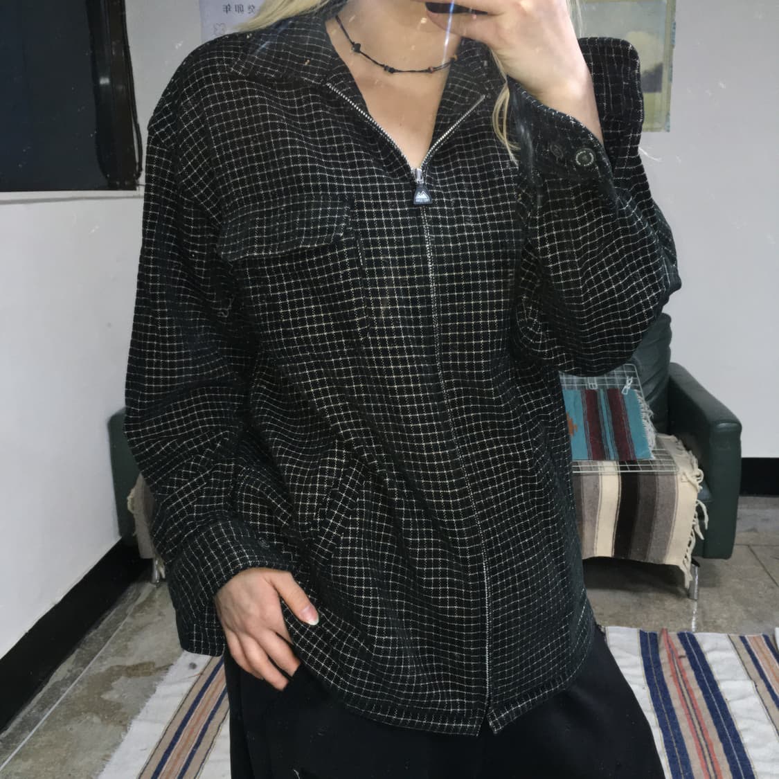 투티/0341 FIRST DOWN JPN 빈티지 일본 체크 패턴 자켓 상품이미지1