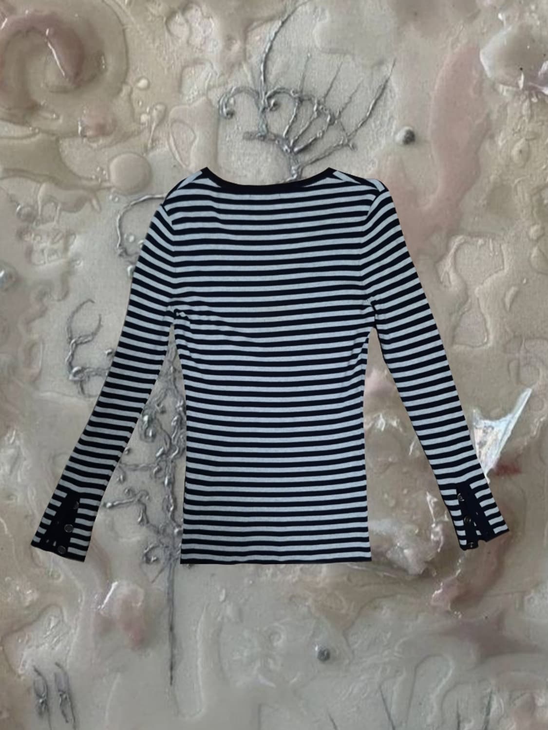 빈티지 버버리 블랙라벨 롱슬리브 스트라이프 단추 블랙 그레이 기마자수 상품이미지2