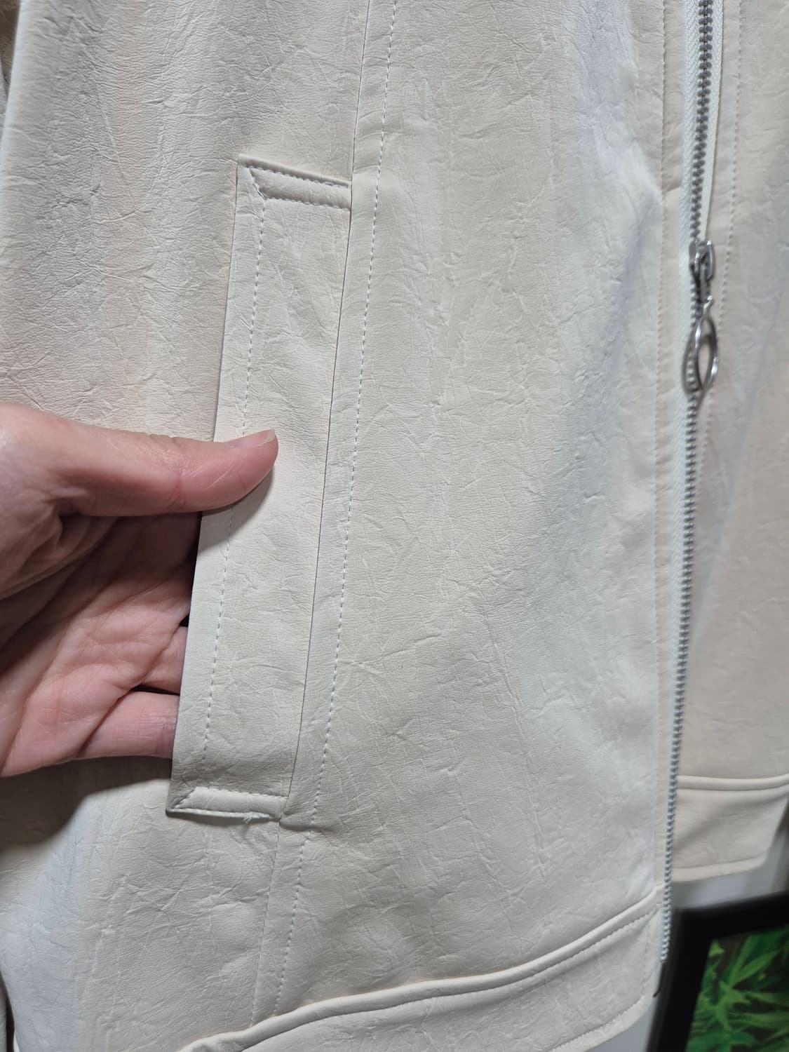 (타임세일)(새상품)metapher 크랙레더 재킷 아이보리 상품이미지5