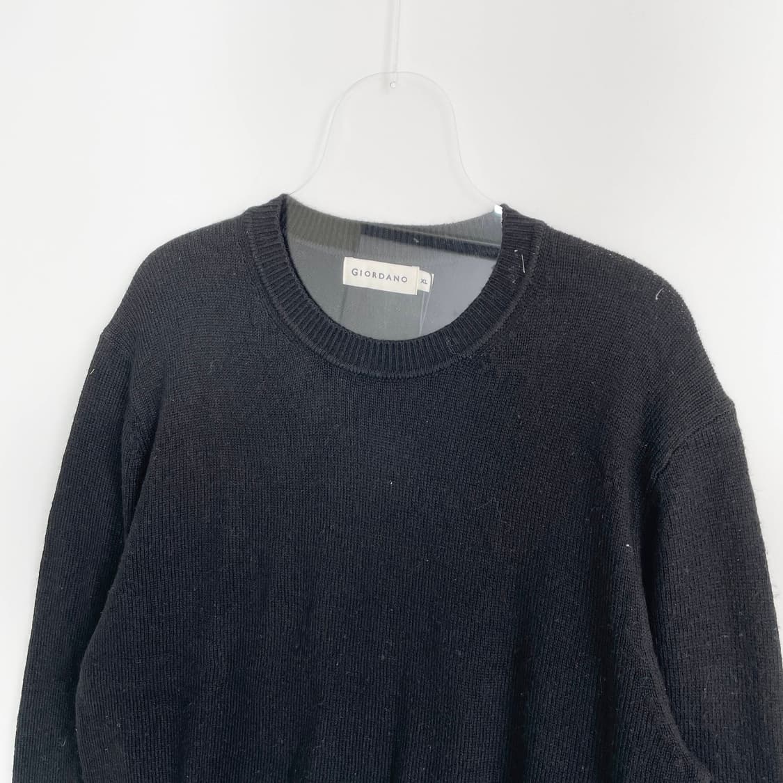 D2 지오다노(GIORDANO) 블랙 라운드넥 니트 스웨터 XL사이즈 상품이미지2